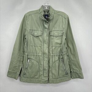 GAP Jacket Womens Small Green Utility Safari Zip Pockets Lightweight Outdoor